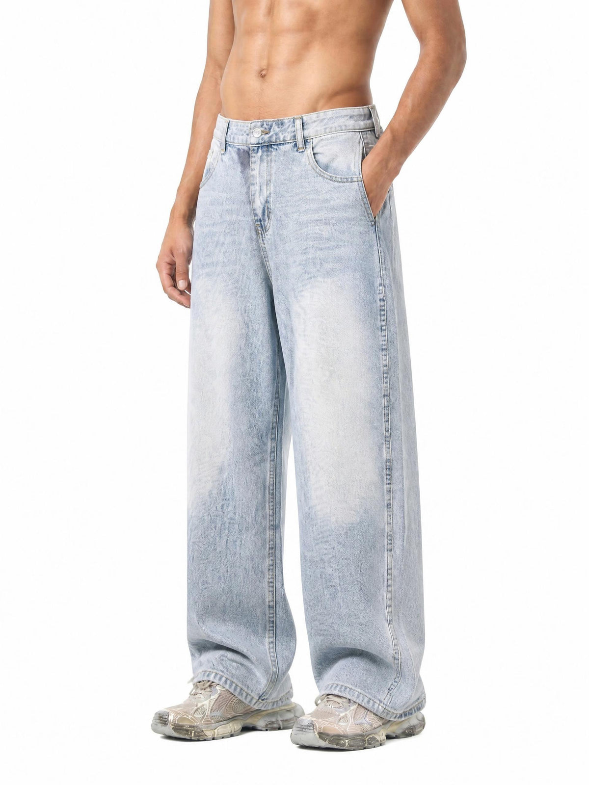 Men's Vintage Wash Sunfade Barrel Leg Jeans