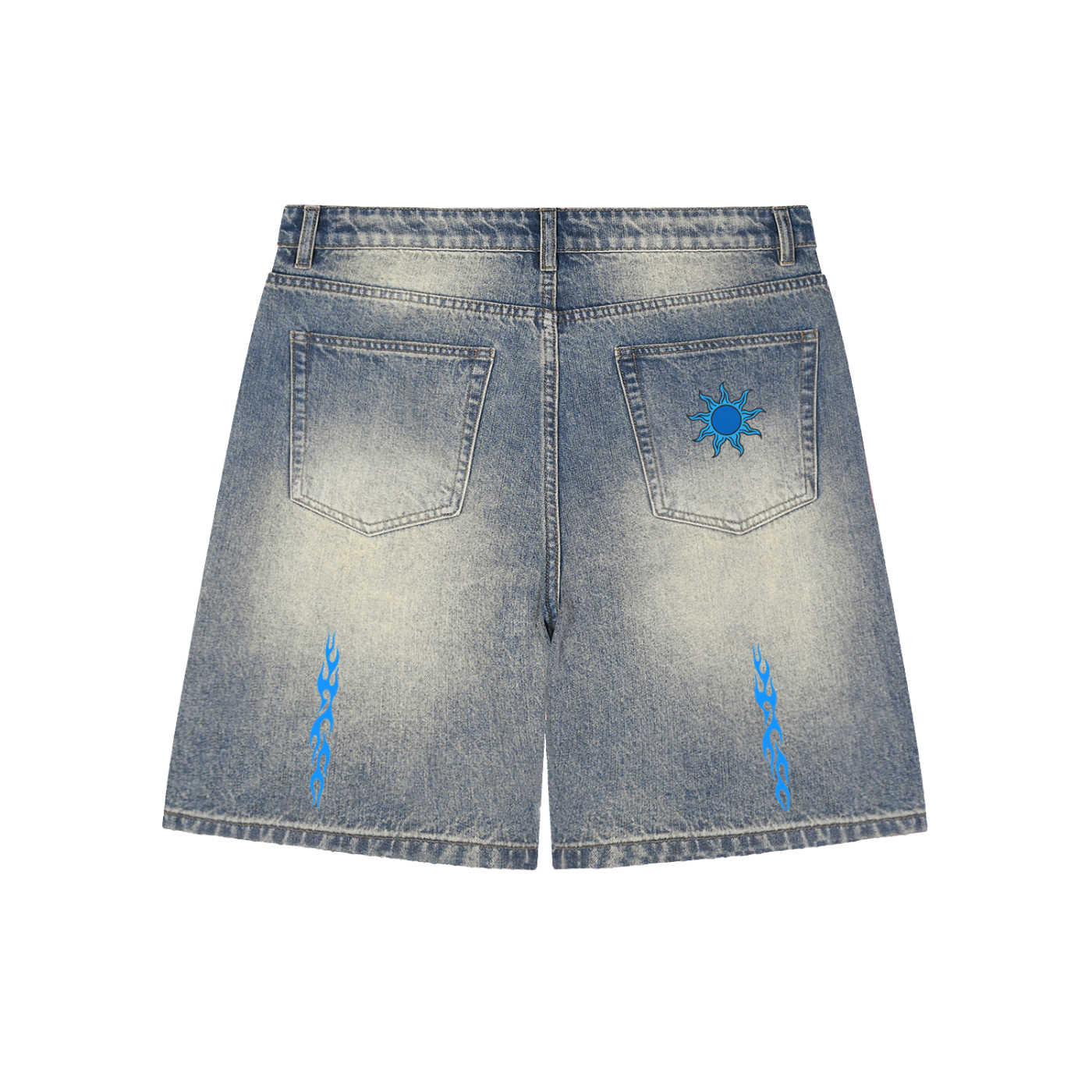 Flame Jorts Blue Above The Knee