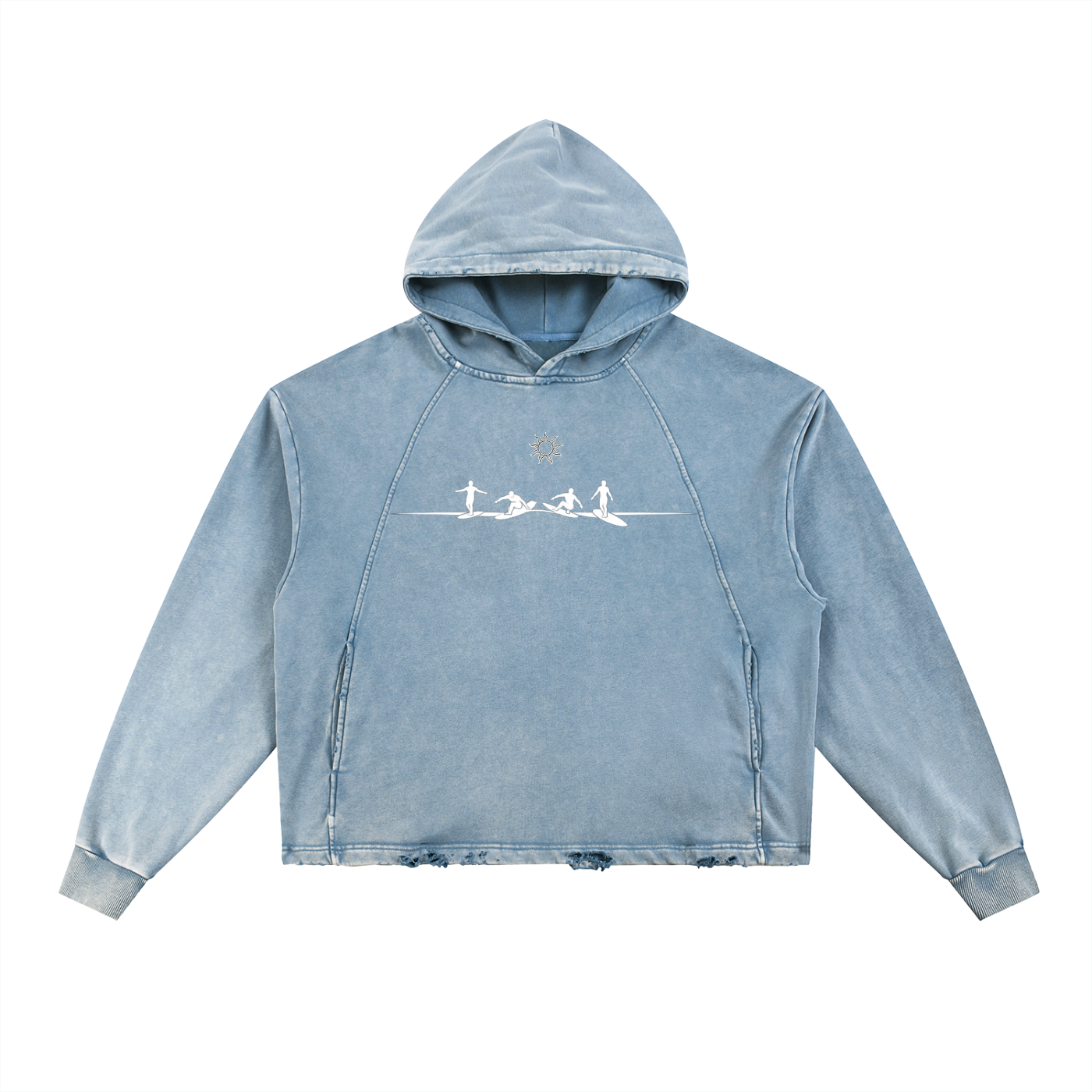 Vintage Washed Distressed Surfer Hoodie