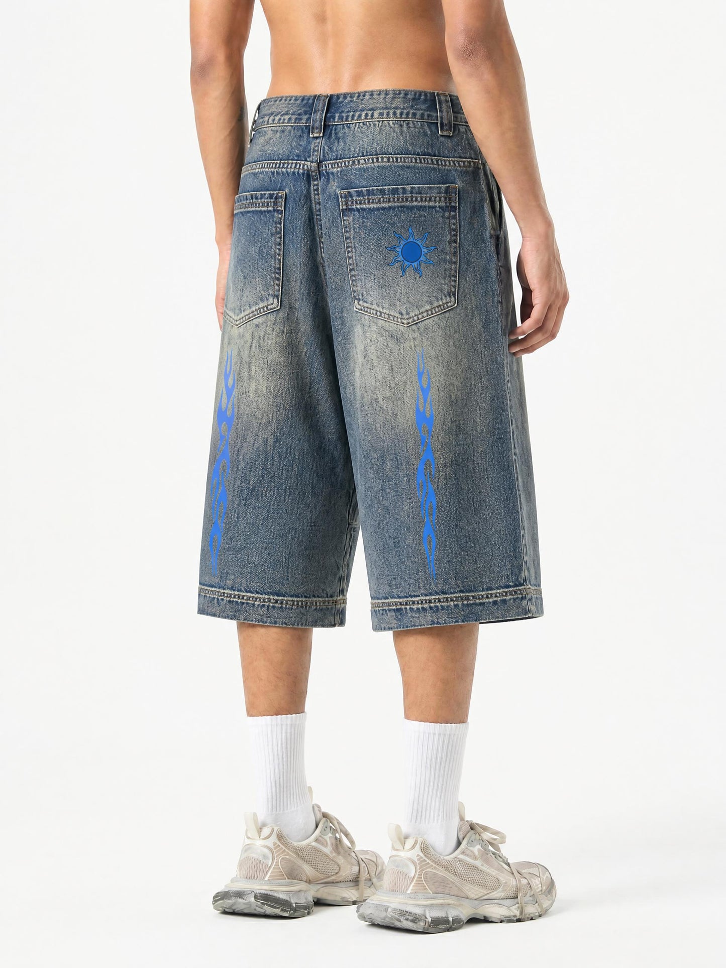 Vintage Wash Baggy Flame Jorts
