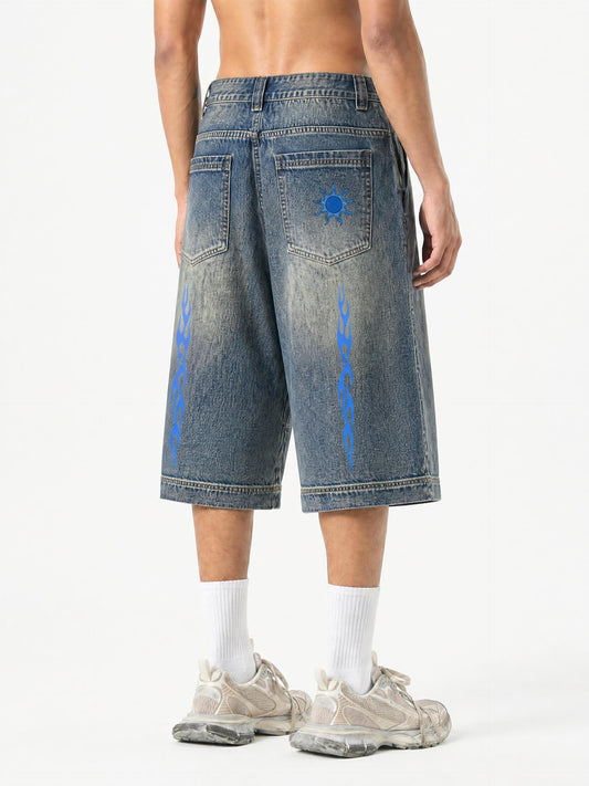 Vintage Wash Baggy Flame Jorts