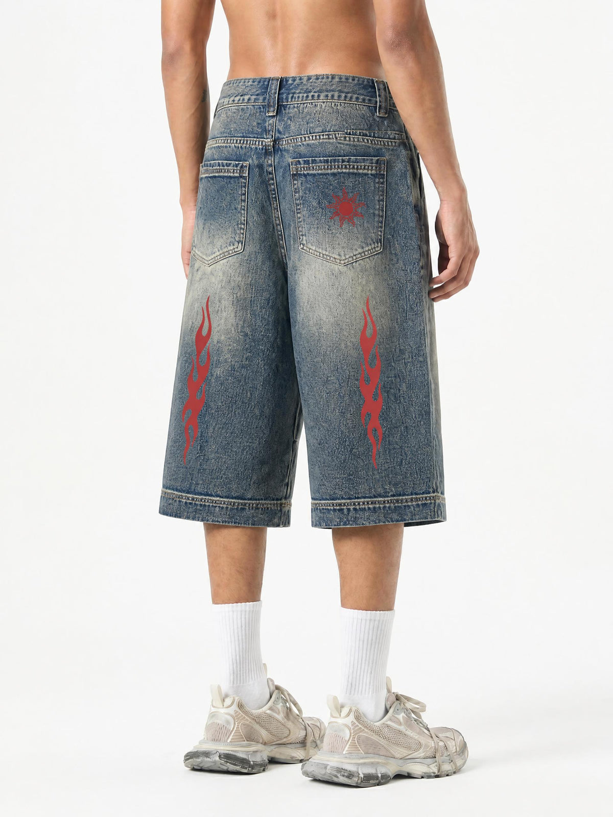 Flame Baggy Jorts Red