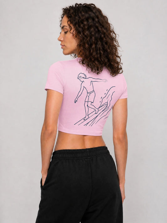 Women's Crewneck Crop T-Shirt Surfer